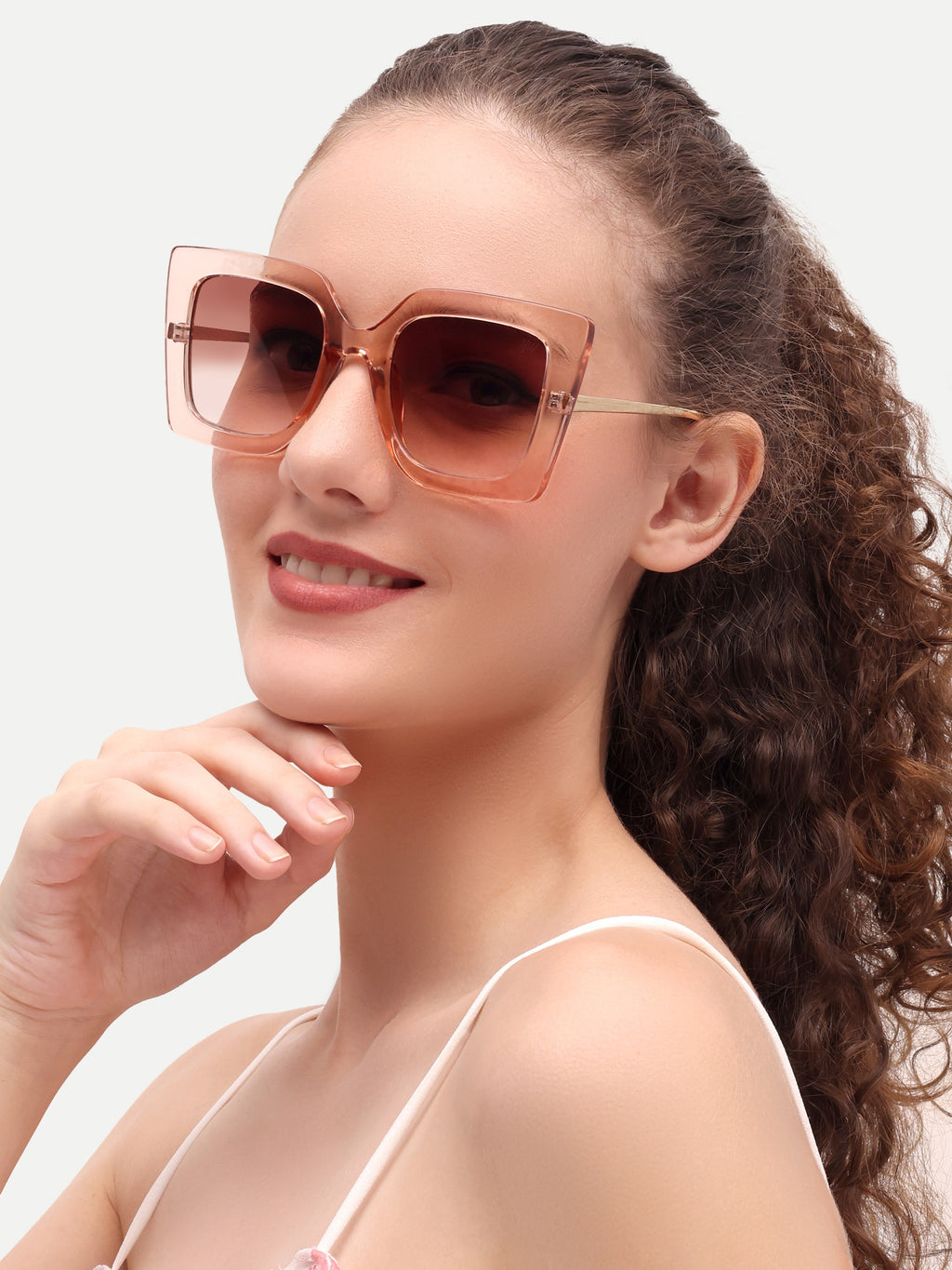 Oversize Women UV Protected Sunglasses Peach