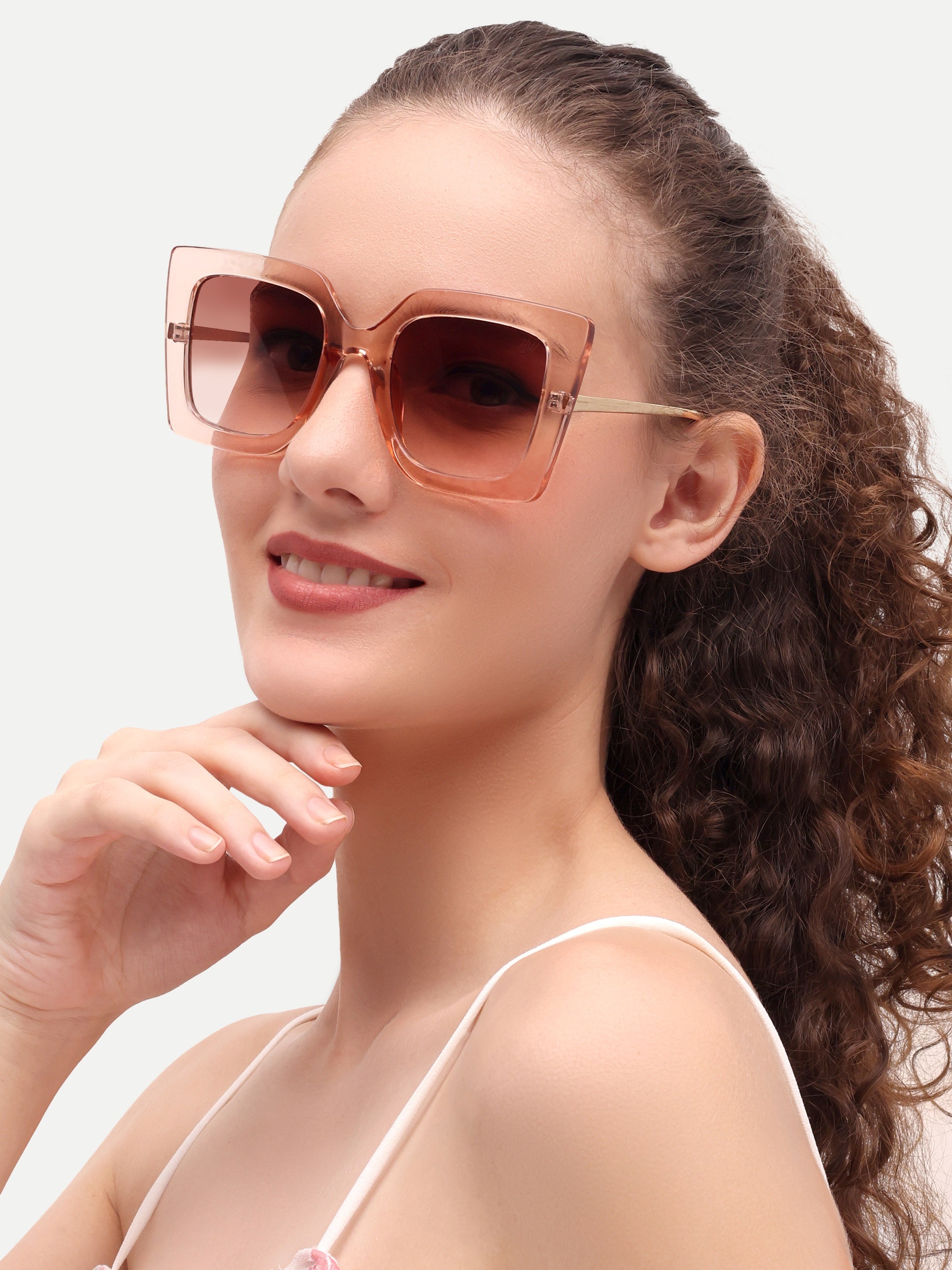 Oversize Women UV Protected Sunglasses Peach