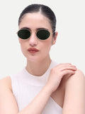 Women's Gold Green Oval Sunglasses