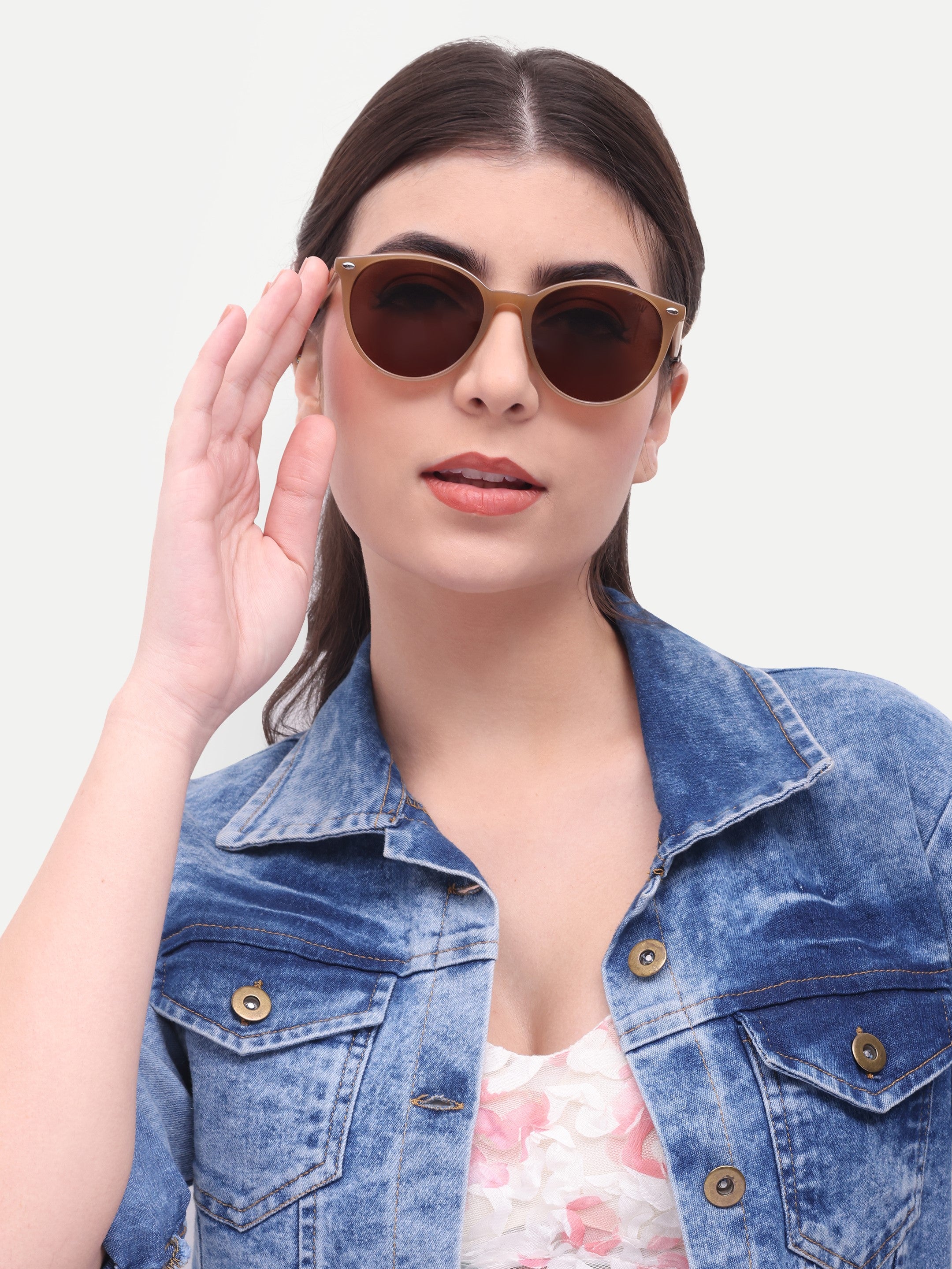 Women's Oval Brown UV Protected Sunglasses