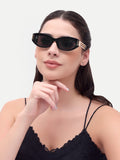 Serene Black Oval UV Protected Womens Sunglasses