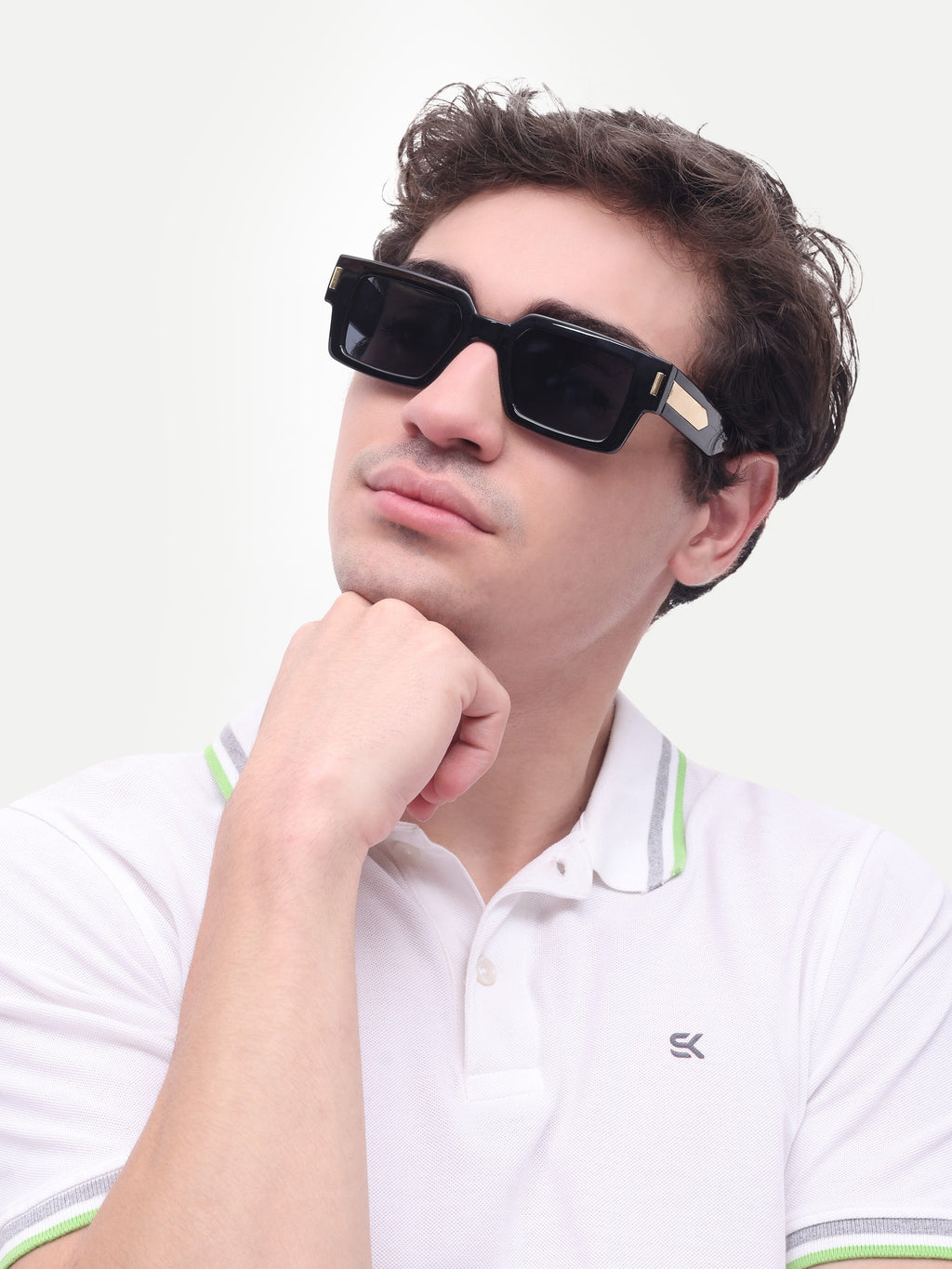 Men's Classic Golden Black Wayfarer UV Protected Sunglasses