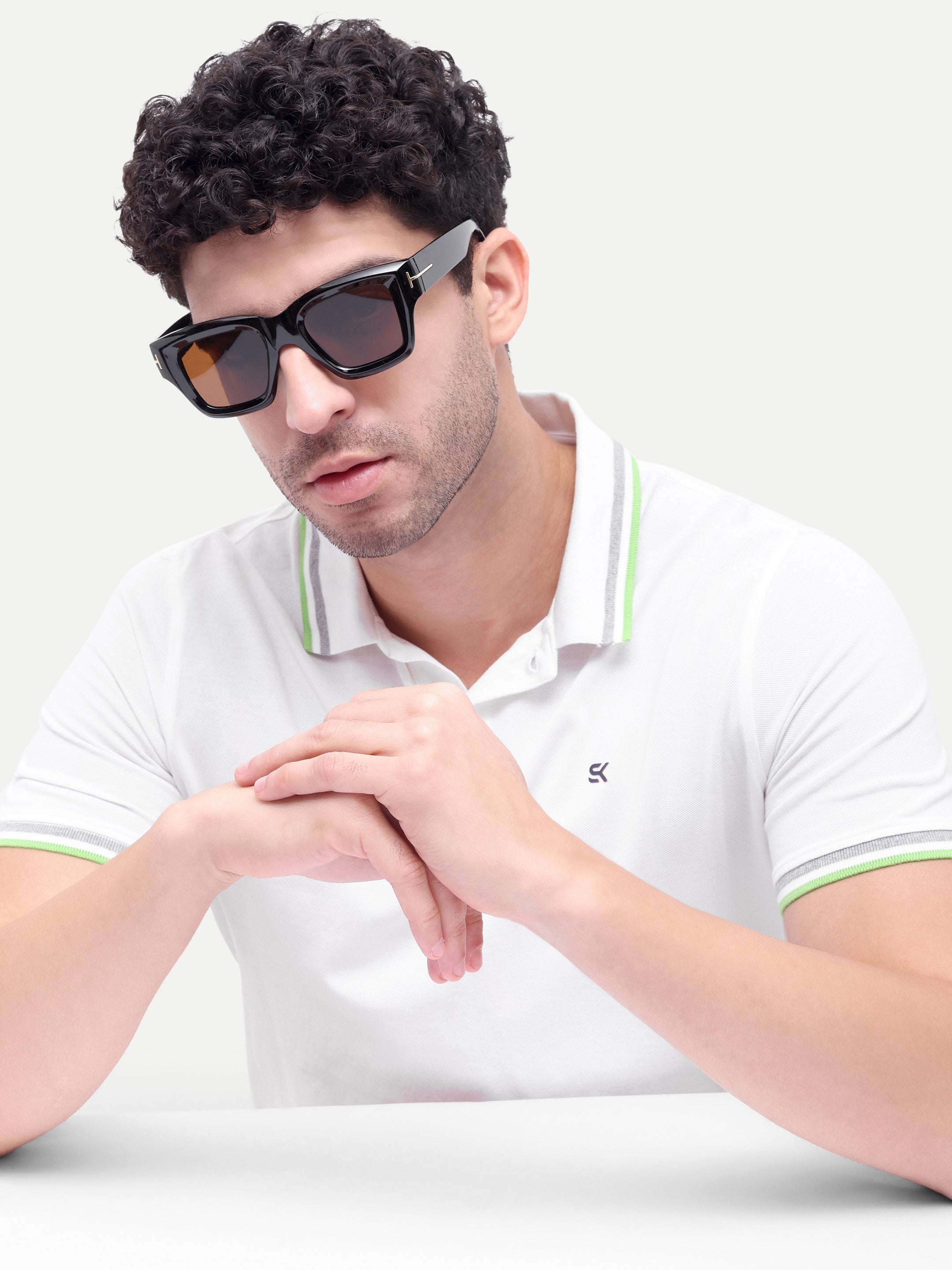 Casaro Brown Wayfarer Mens Sunglasses