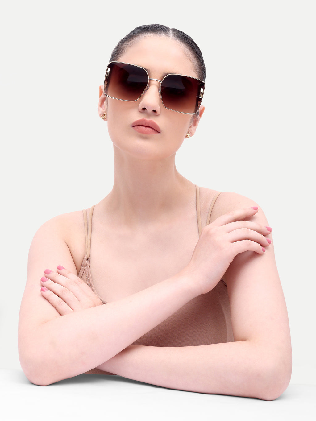 Sorelle Metal Square Brown UV Protected Womens Sunglasses
