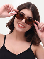Women's Leopard Brown Wayfarer Rectangular Sunglasses