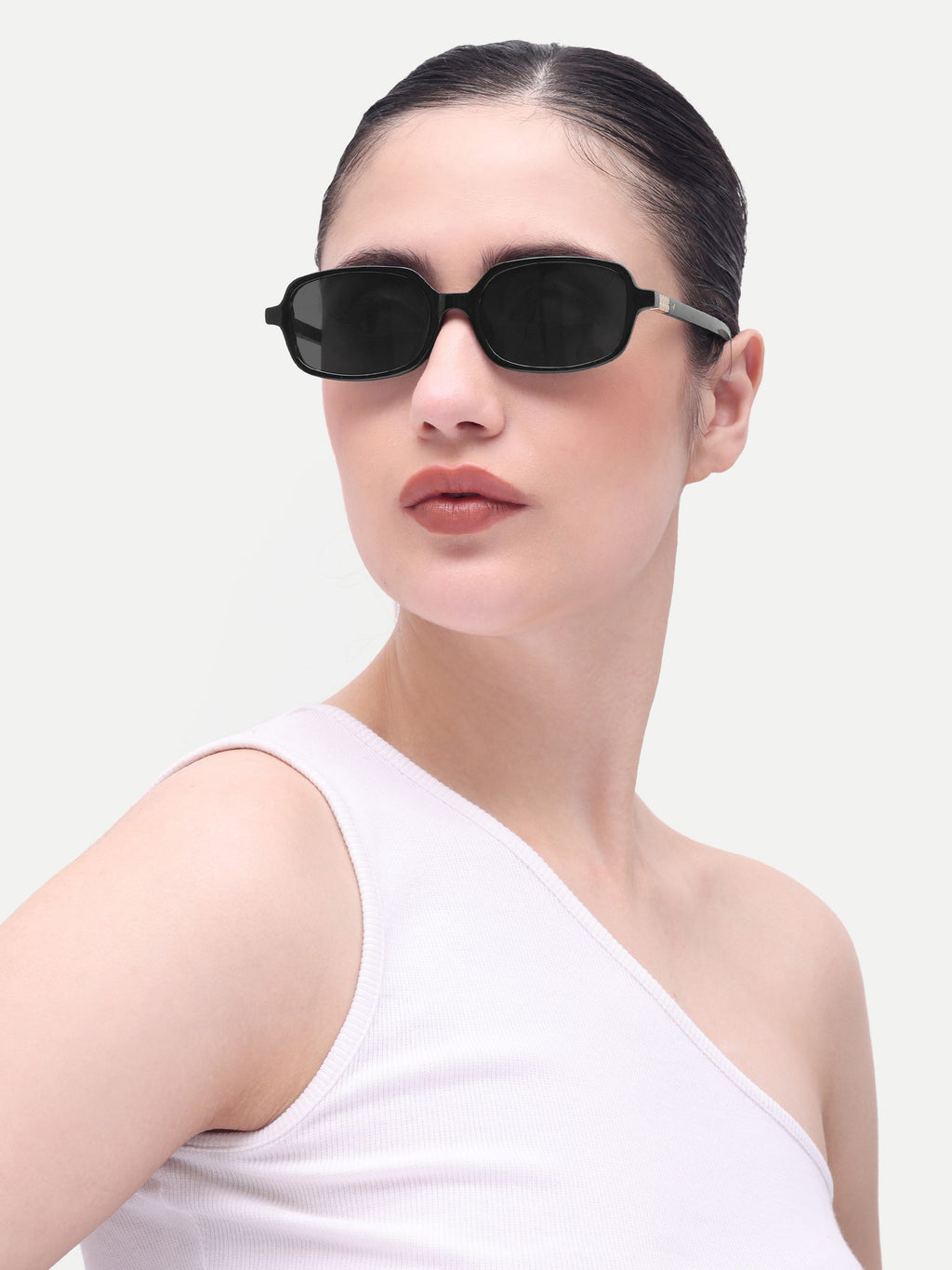 Women's Small Rectangle Black Sunglasses