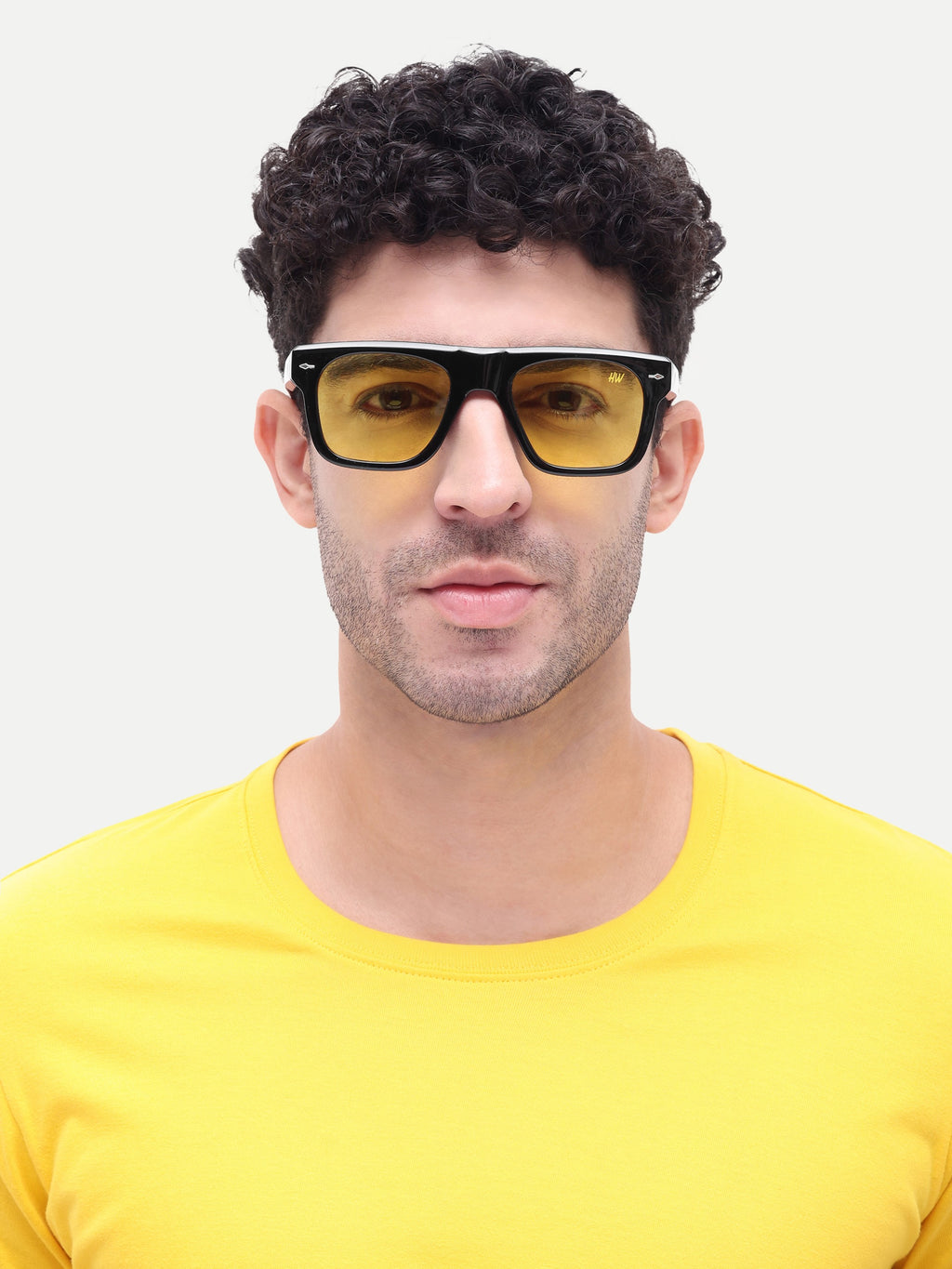 Kaelis Yellow Wayfarer Mens Sunglasses