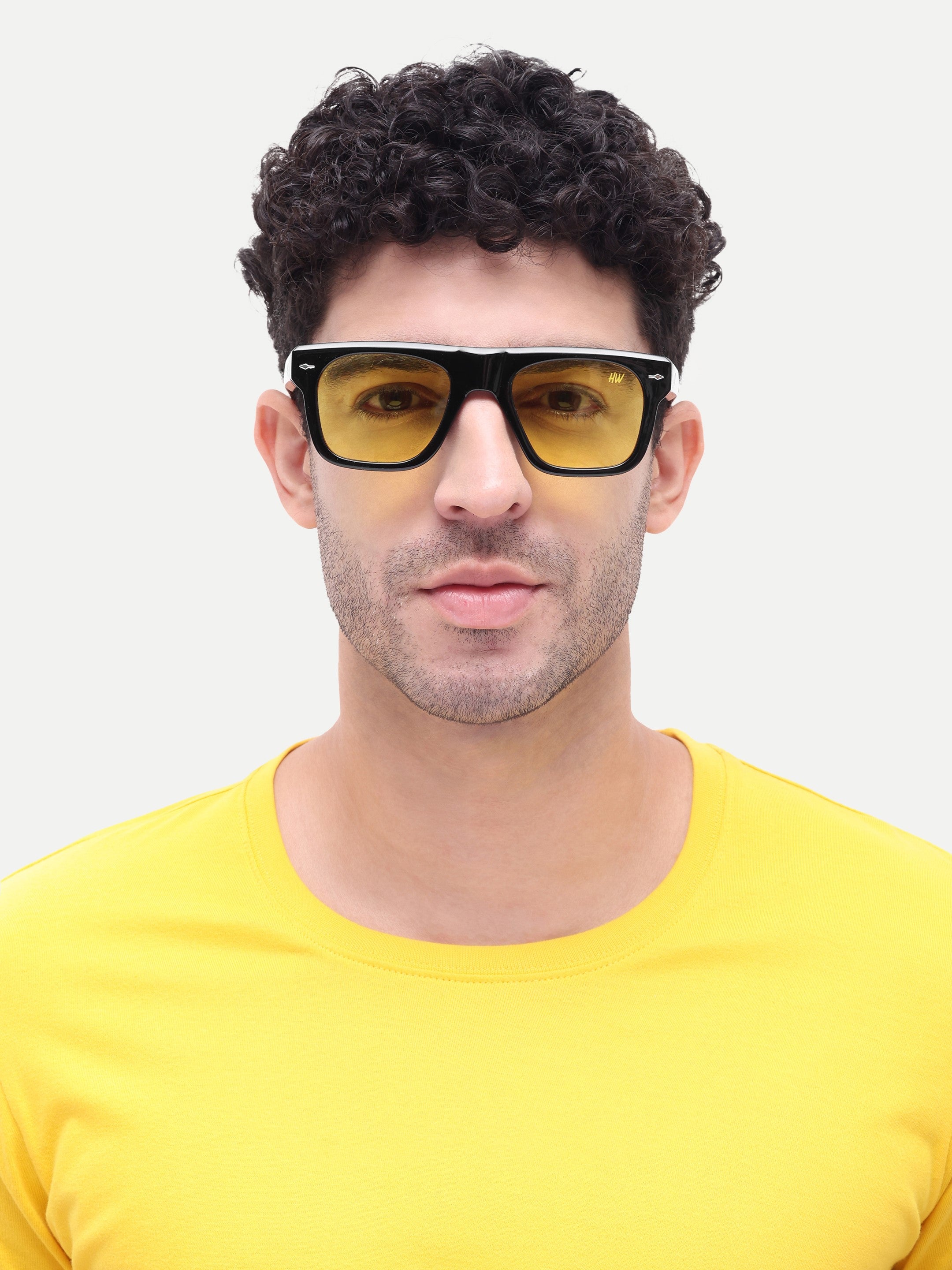 Kaelis Yellow Wayfarer Mens Sunglasses