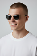 Men's Golden Black UV Protected  Rectangular Wayfarer Sunglasses