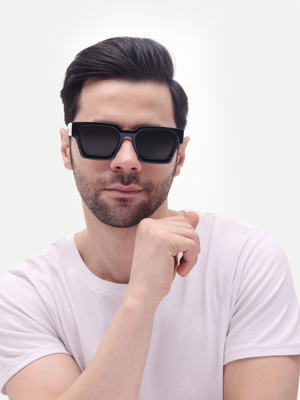 Men's UV Protected Gold Black Wayfarer Sunglasses