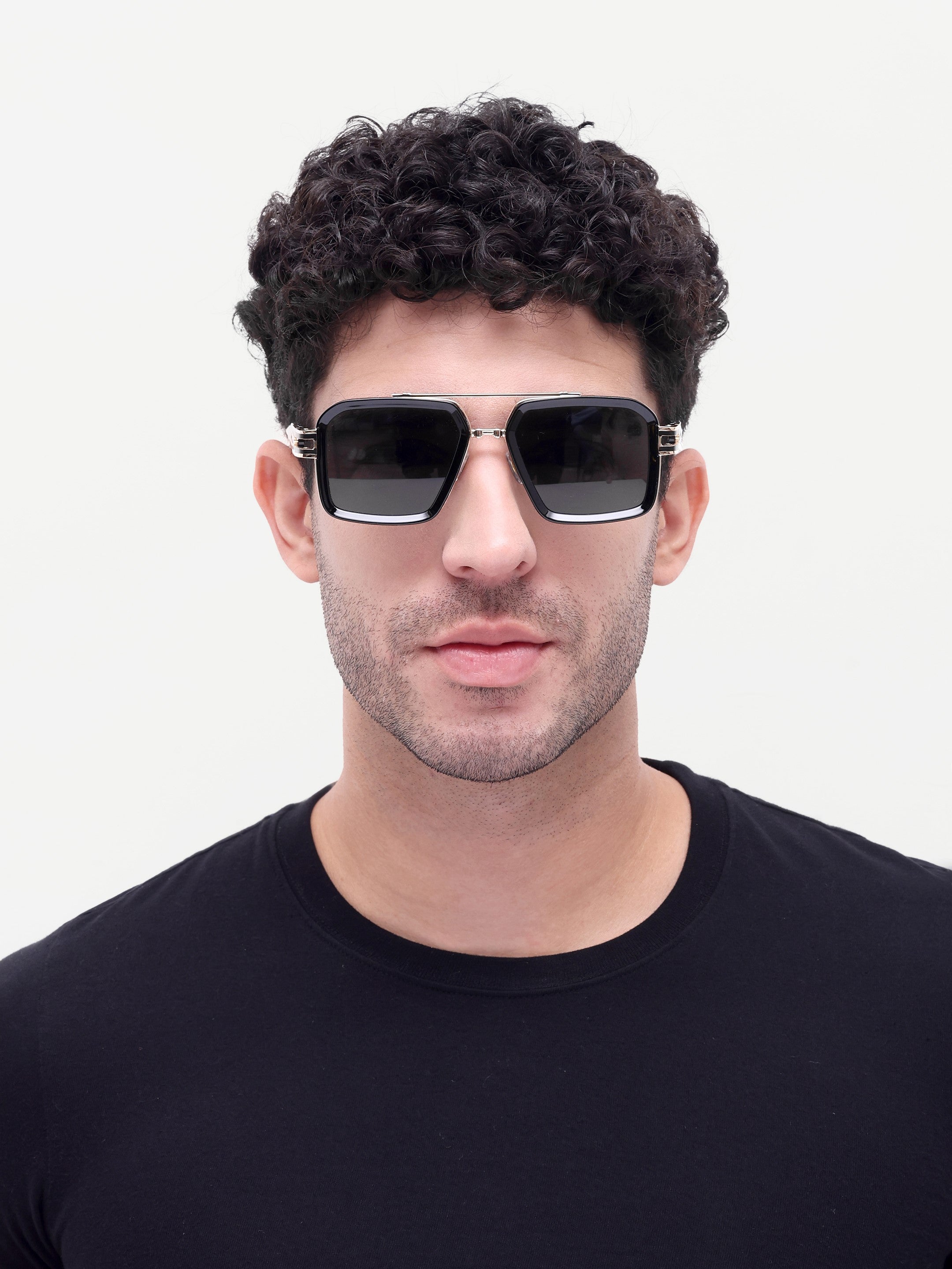 Alvero Black Wayfarer Mens Sunglasses