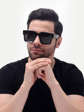 Men's UV Protected Gold Black Wayfarer Sunglasses