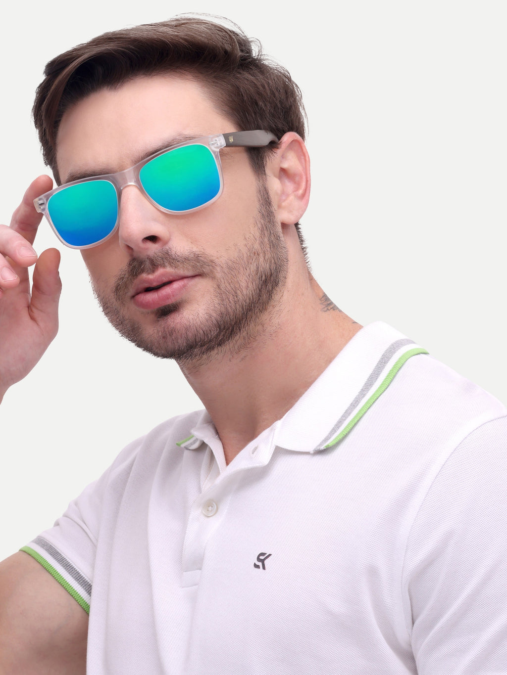 Men Wayfarer UV Protected Sunglasses Green Reflector