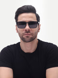Men's UV Protected Black Wayfarer Rectangular Sunglasses