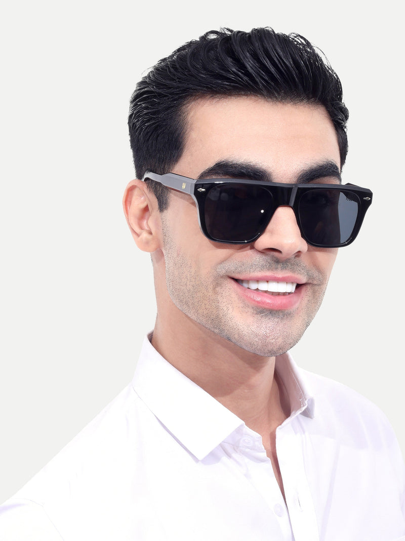 Men's Premium Black Wayfarer Rectangular Sunglasses