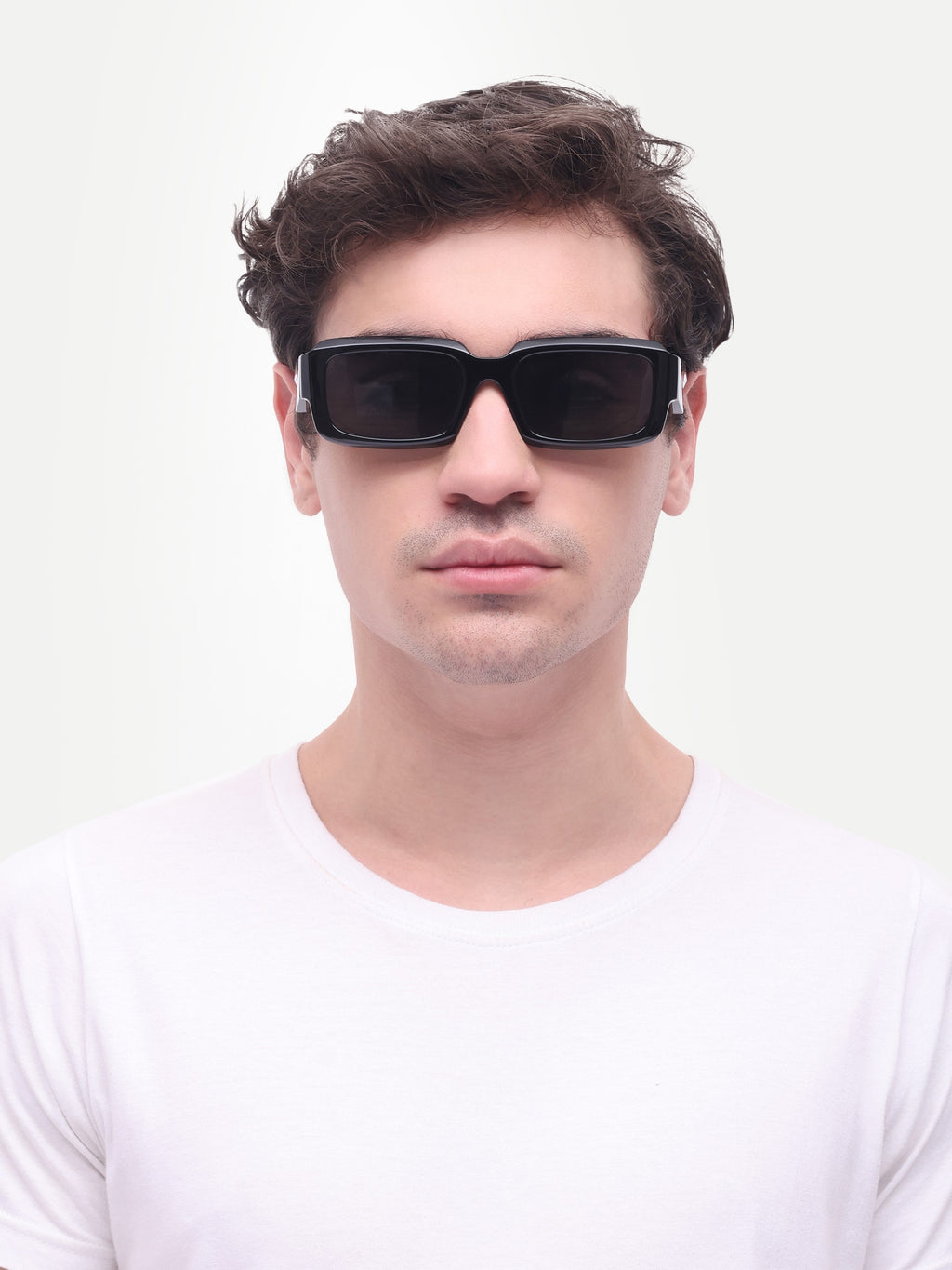 Men's Rectangular Black Sunglasses