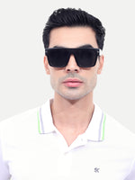 Men's Full Black UV Protected Wayfarer Rectangular Sunglasses