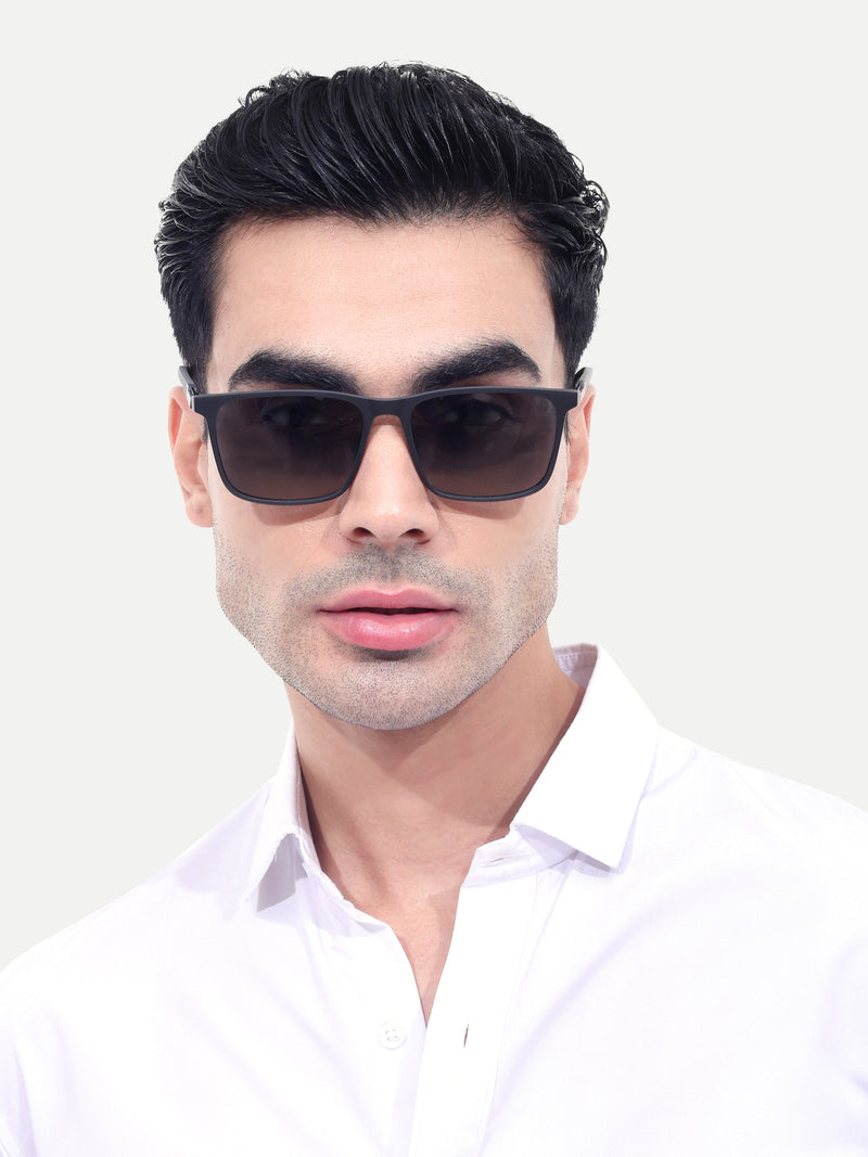 Men's Black Polarized Wayfarer Rectangular Sunglasses