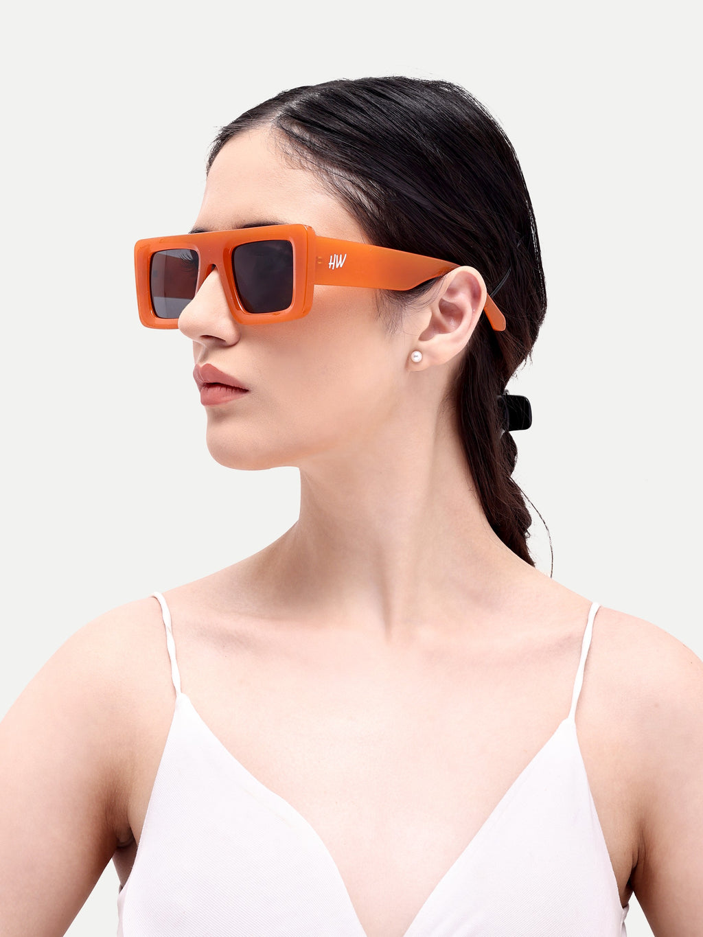 Opaline Candy Orange Square UV Protected Womens Sunglasses