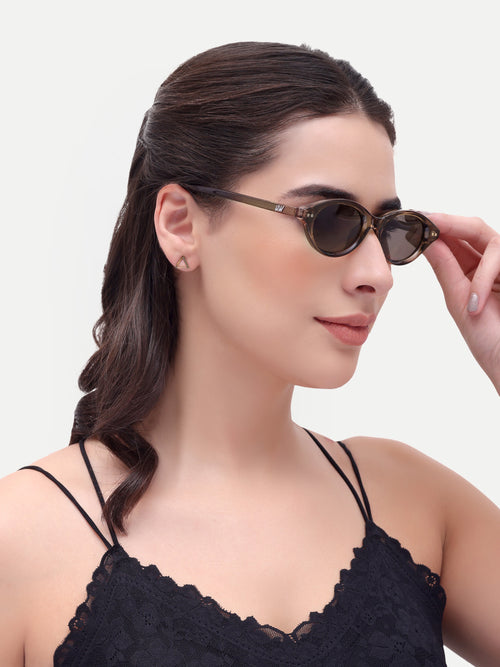 Aviana Oval Brown UV Protected Womens Sunglasses