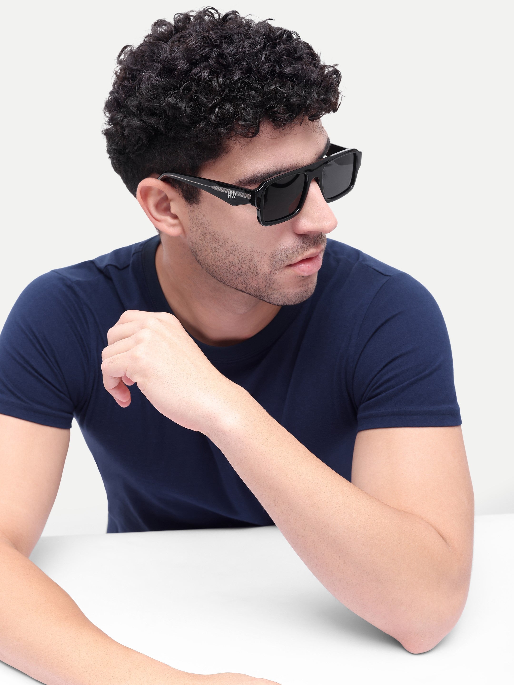 Striker Black Wayfarer Mens Sunglasses