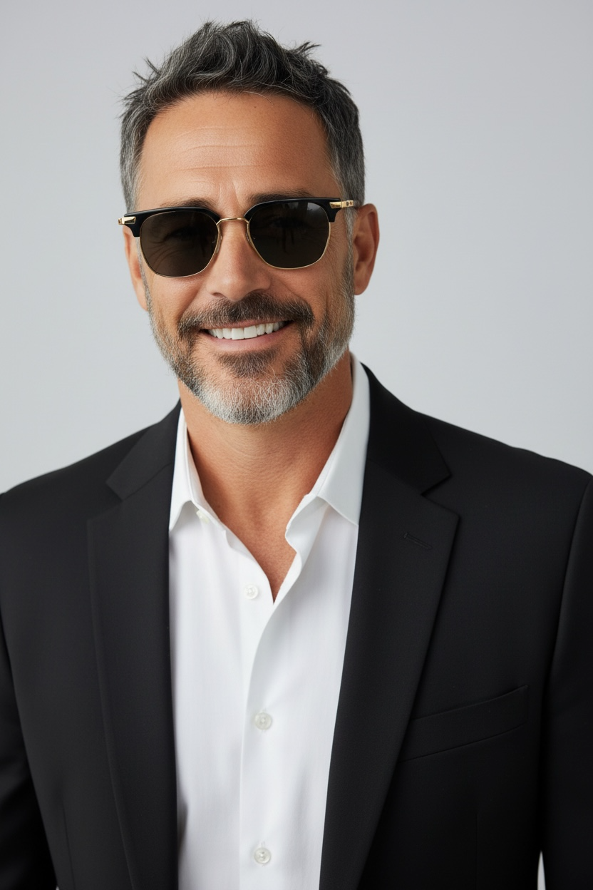 Men's Gold black Clubmaster UV Protected Sunglasses