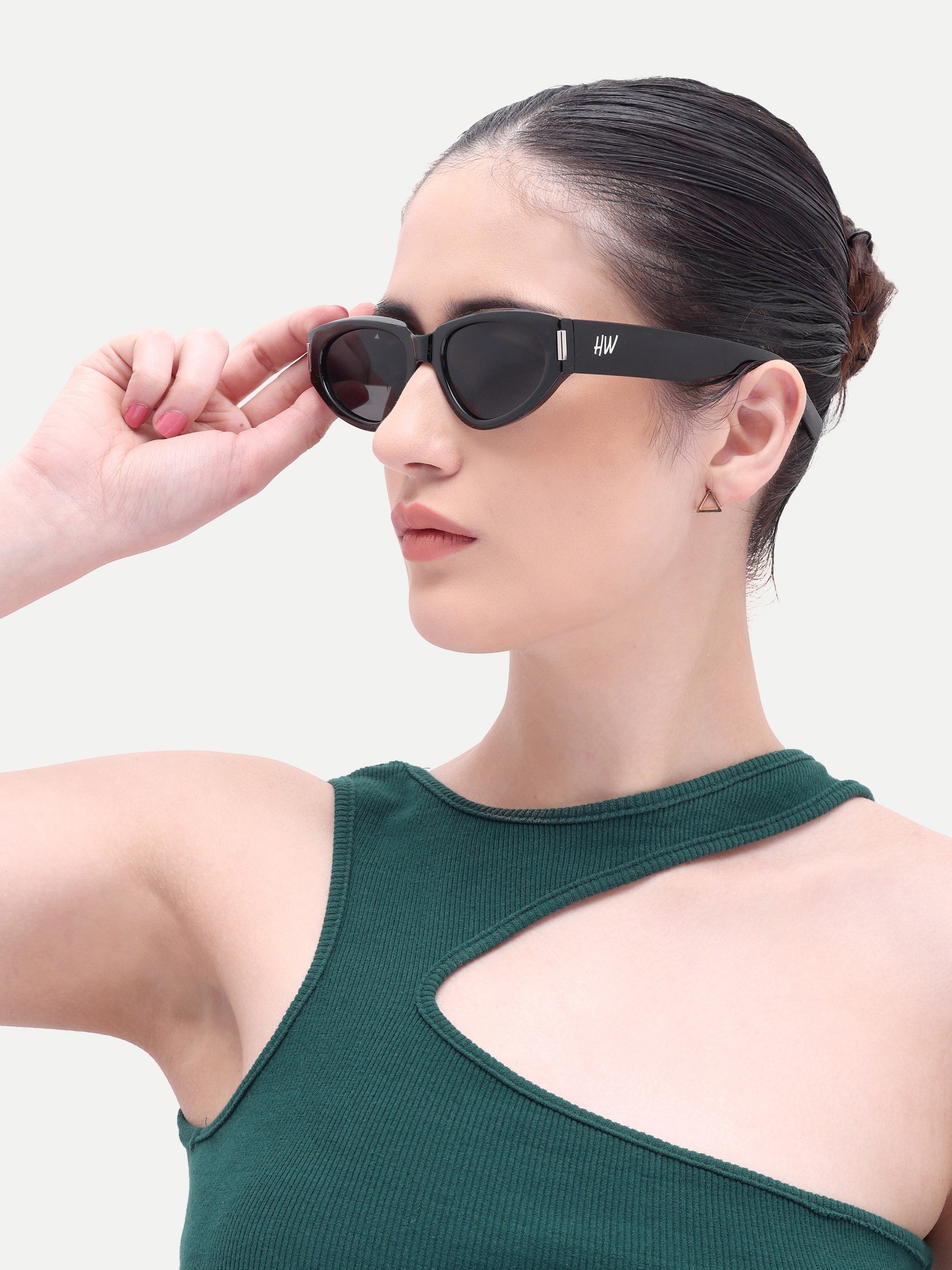 Nyra Black Cateye UV Protected Womens Sunglasses