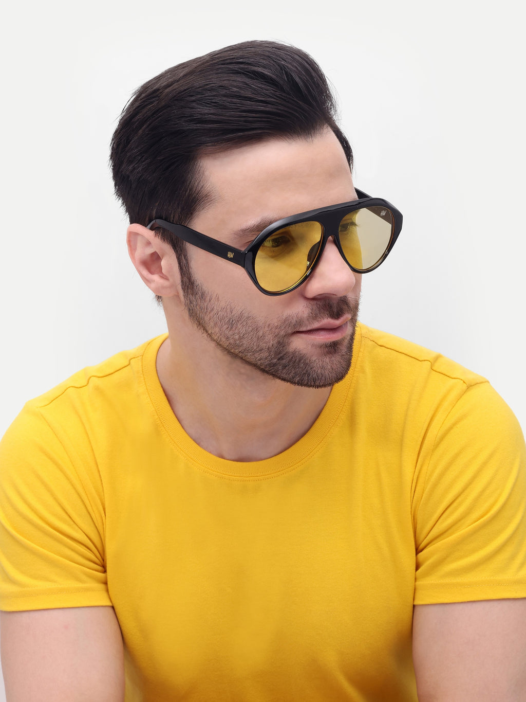Men's Black Yellow Aviator UV Protected Sunglasses