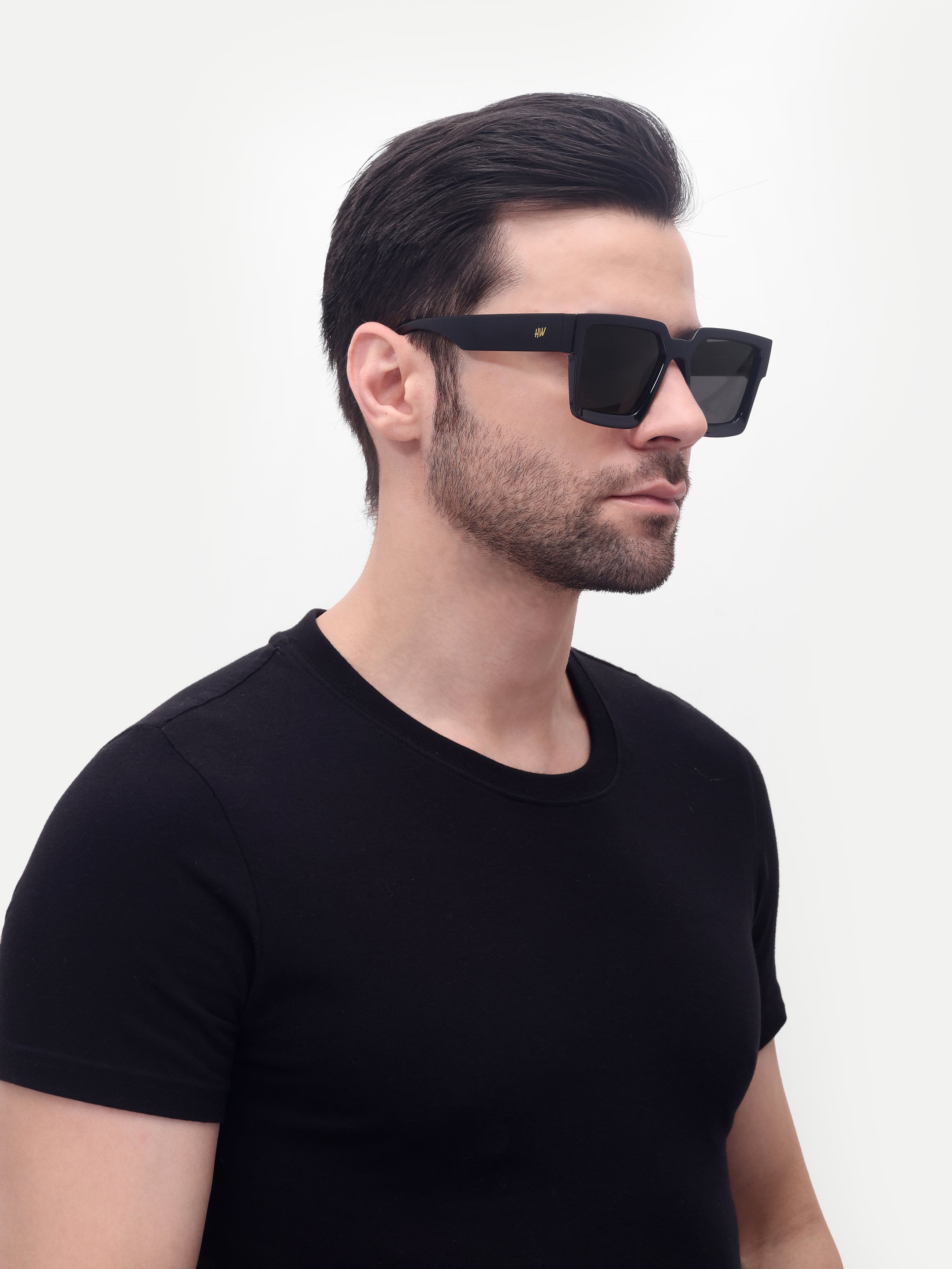 Men's UV Protected Gold Black Wayfarer Sunglasses