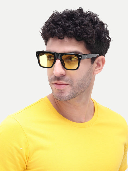 Kaelis Yellow Wayfarer Mens Sunglasses