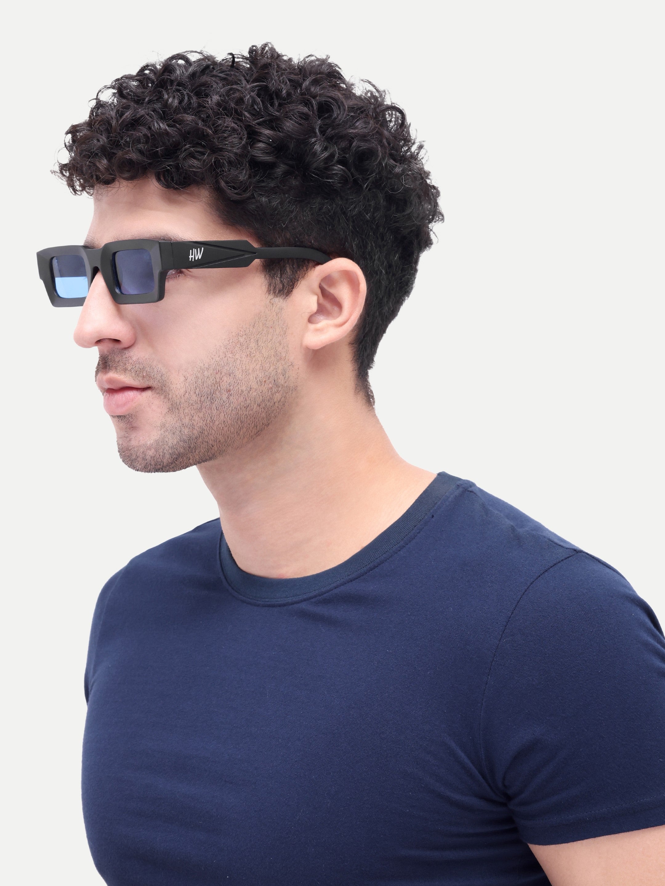 Zayden Blue Wayfarer Mens Sunglasses