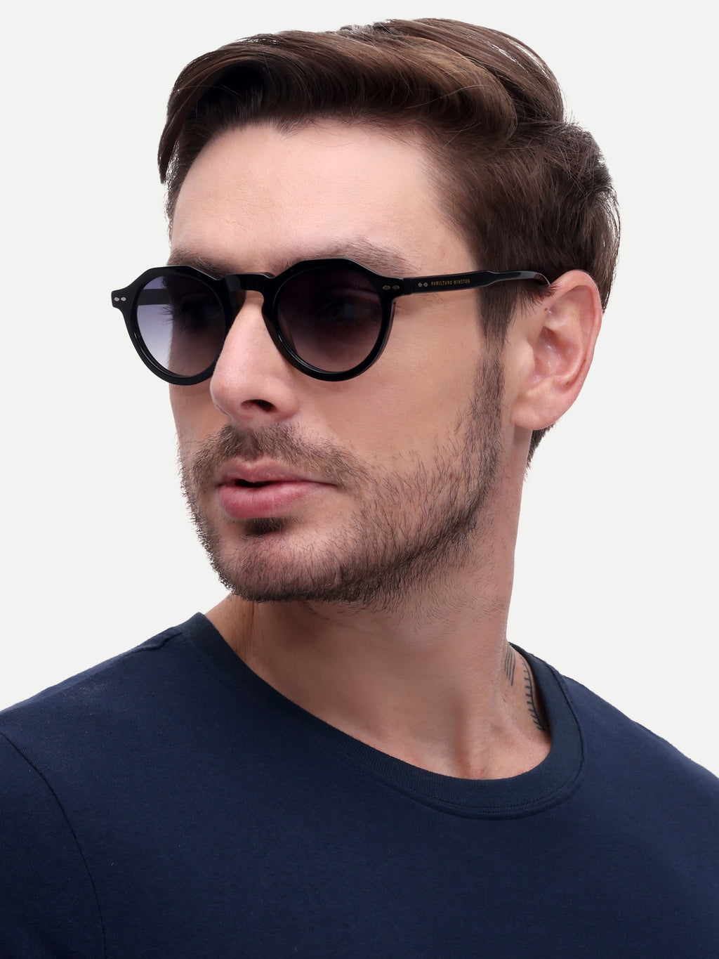 Men Round Uv Protected Sunglasses Black