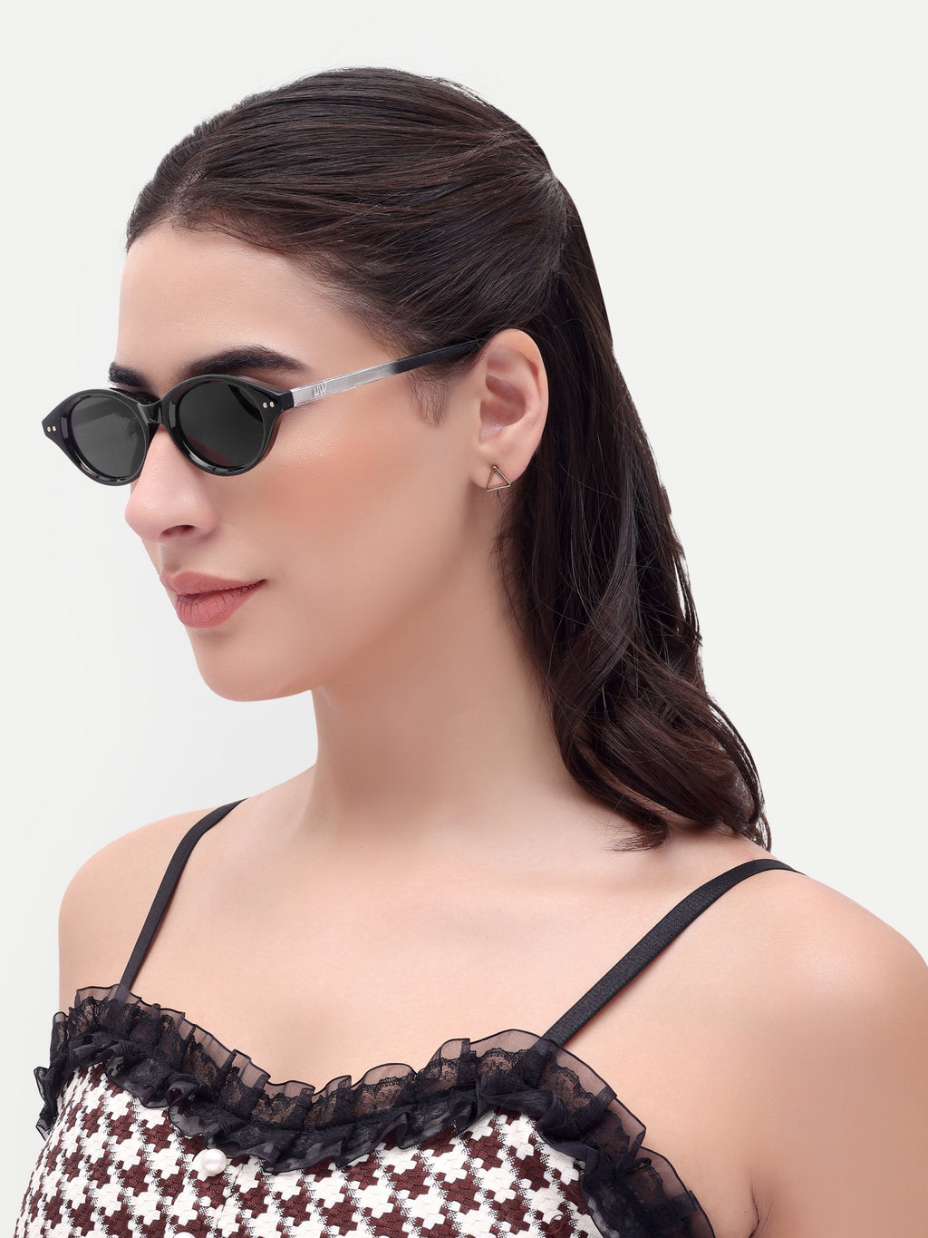 Calista Oval Black UV Protected Womens Sunglasses