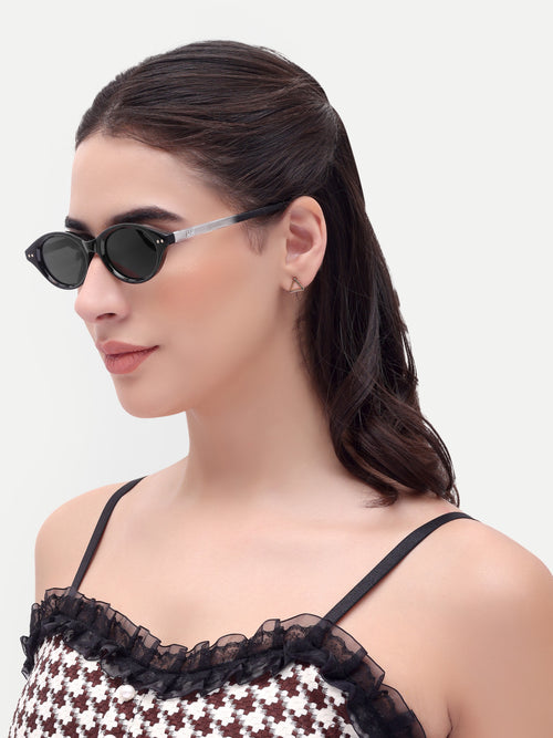 Calista Oval Black UV Protected Womens Sunglasses