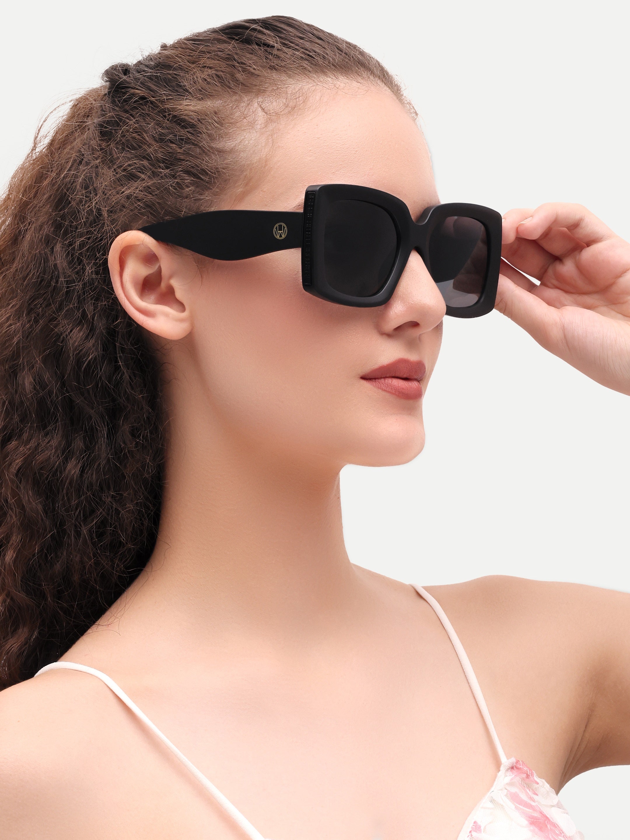Oversize Black Square Women UV Protected Sunglasses