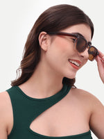 Women's Leopard Brown Hexagon Sunglasses