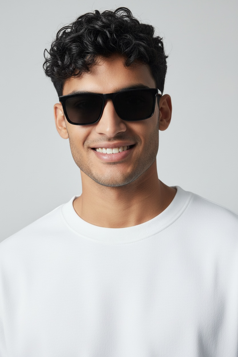 Men's Classic Black Wayfarer UV Protected Sunglasses