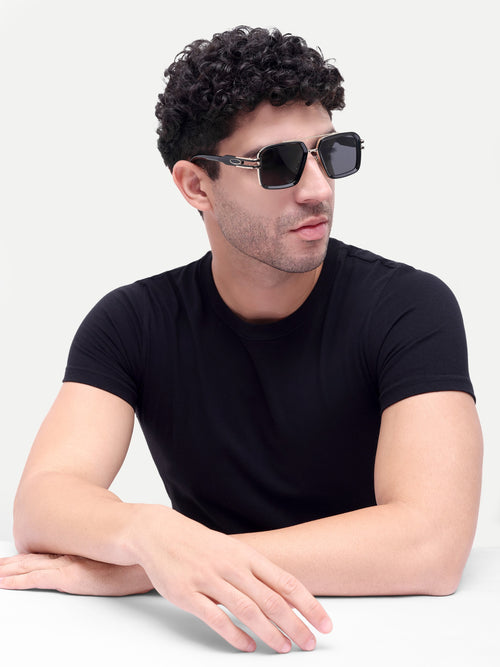 Alvero Black Wayfarer Mens Sunglasses