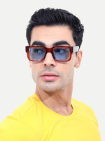 Men's Blue Wayfarer Rectangular Sunglasses
