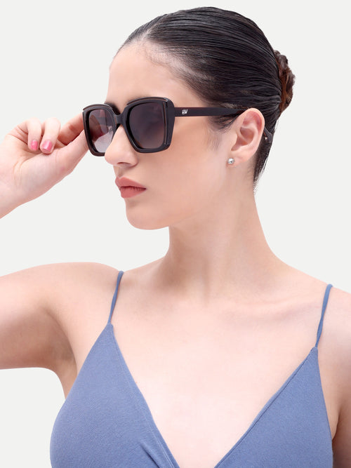 Elara Square Black UV Protected Womens Sunglasses