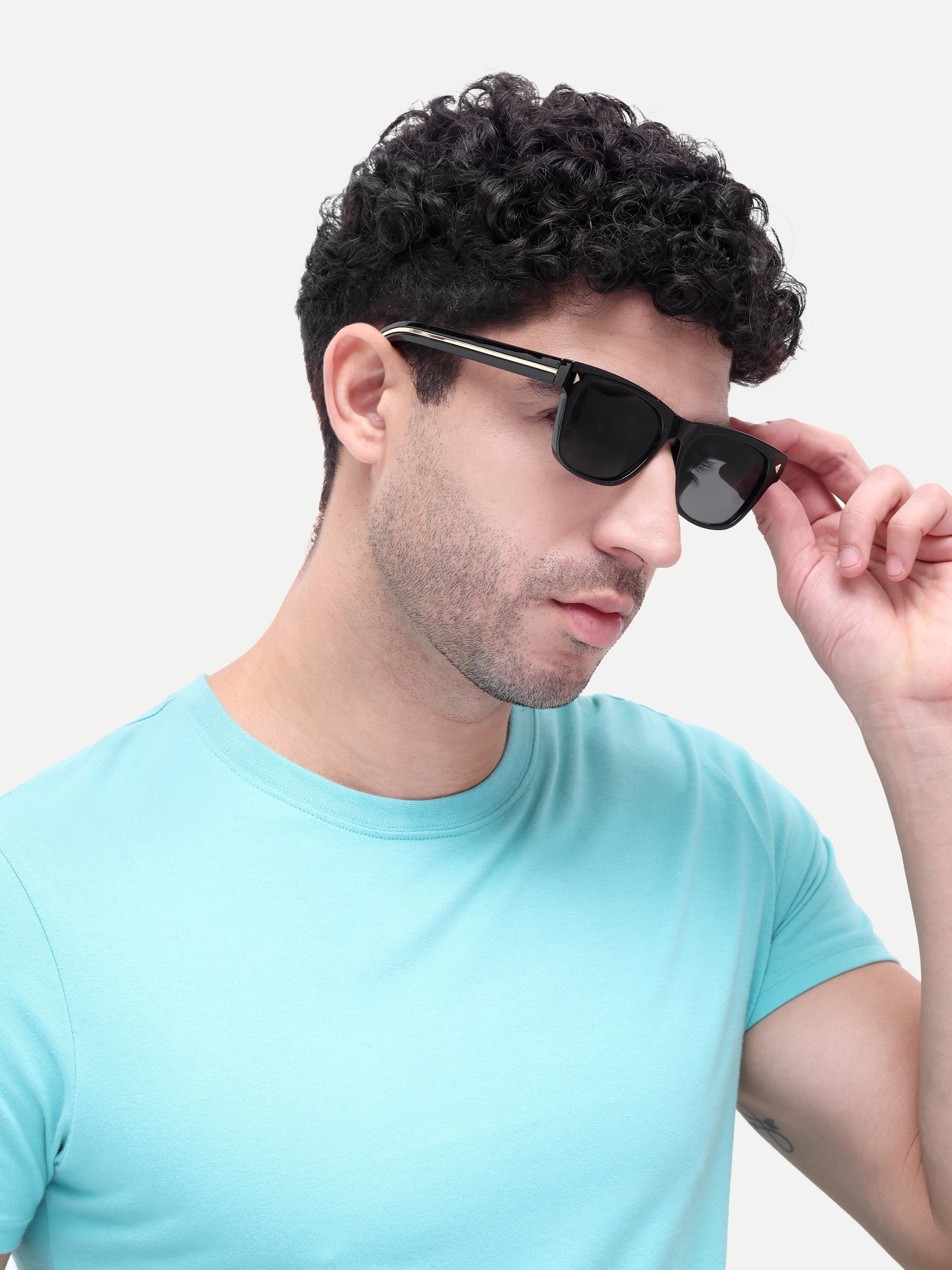Kairo Black Gold Wayfarer Mens Sunglasses