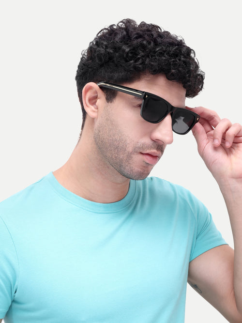 Kairo Black Gold Wayfarer Mens Sunglasses