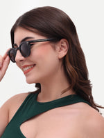 Women's Black UV Protected Round Premium Sunglasses
