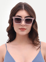Women's Pink Rectangular UV Protected Sunglasses