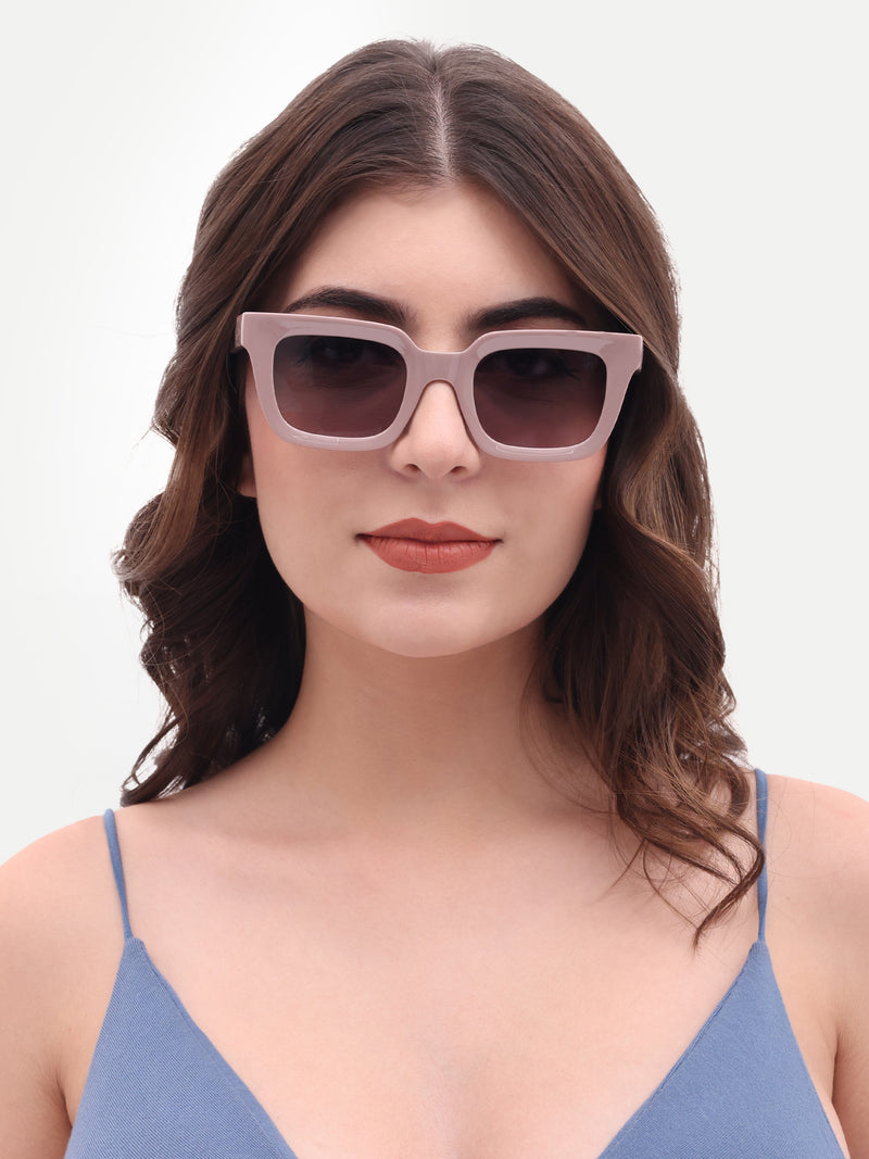 Women's Pink Rectangular UV Protected Sunglasses