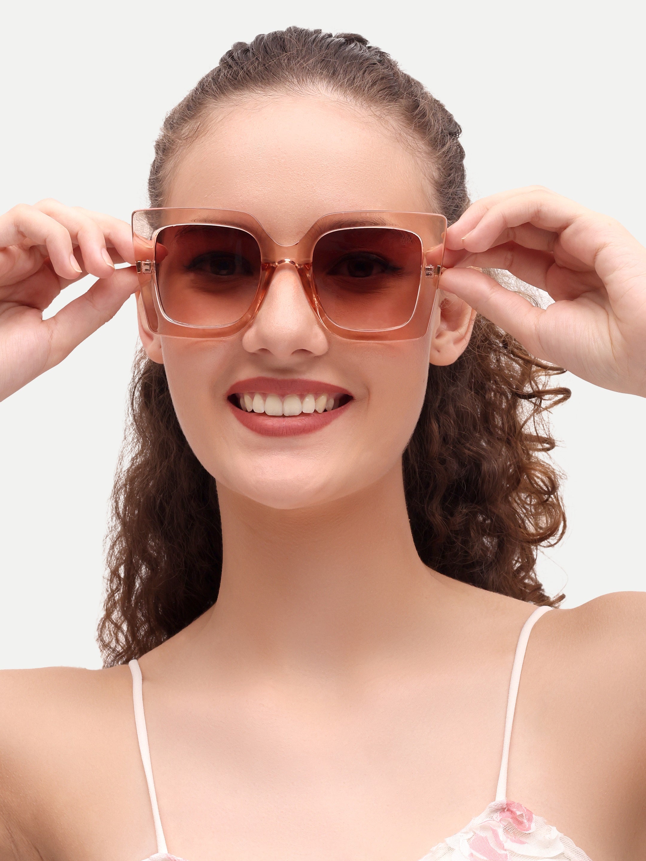 Oversize Women UV Protected Sunglasses Peach