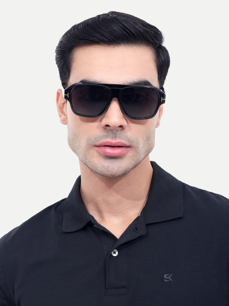 Men's Black UV Protected Wayfarer Rectangular Sunglasses