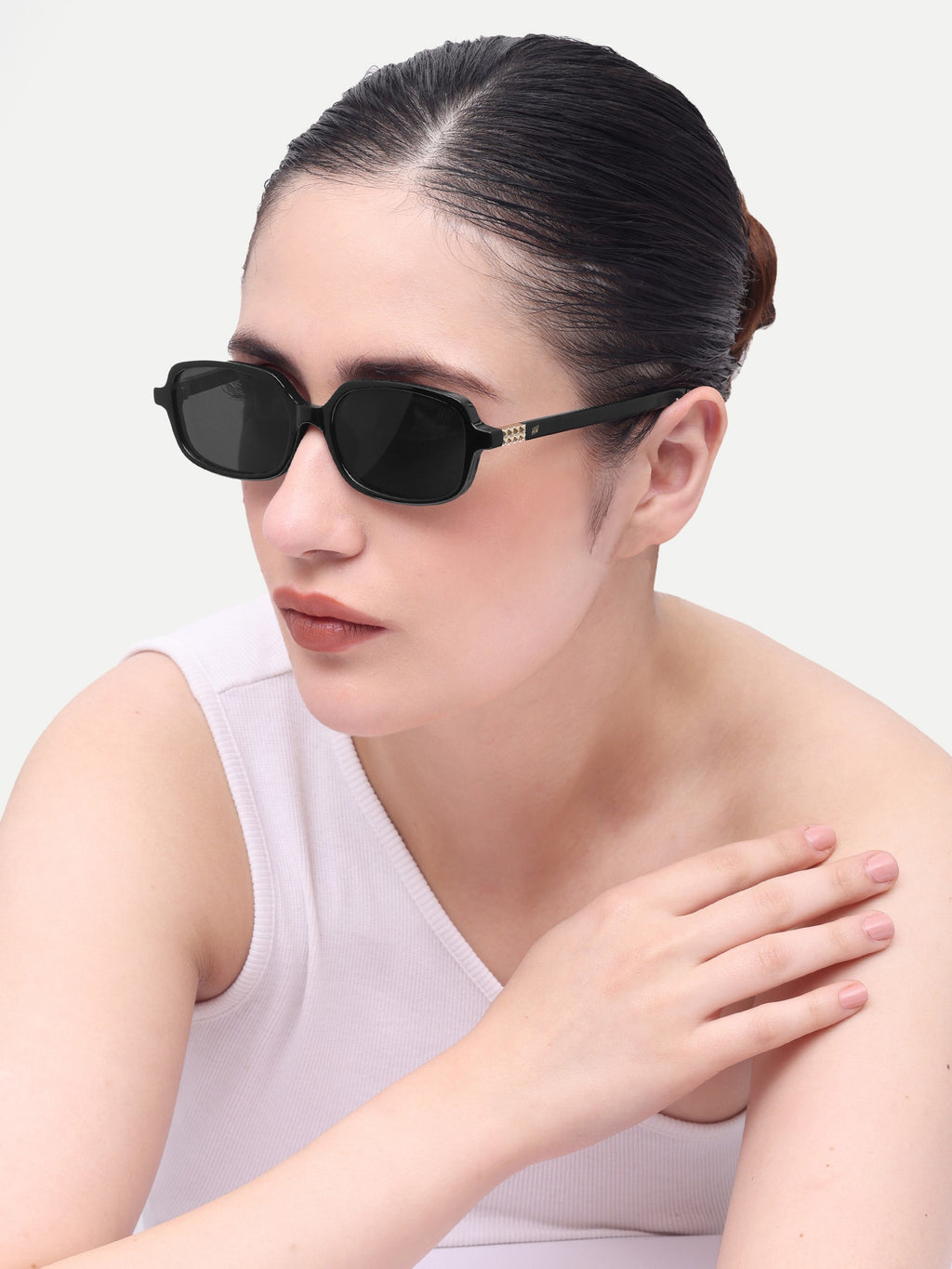 Women's Small Rectangle Black Sunglasses