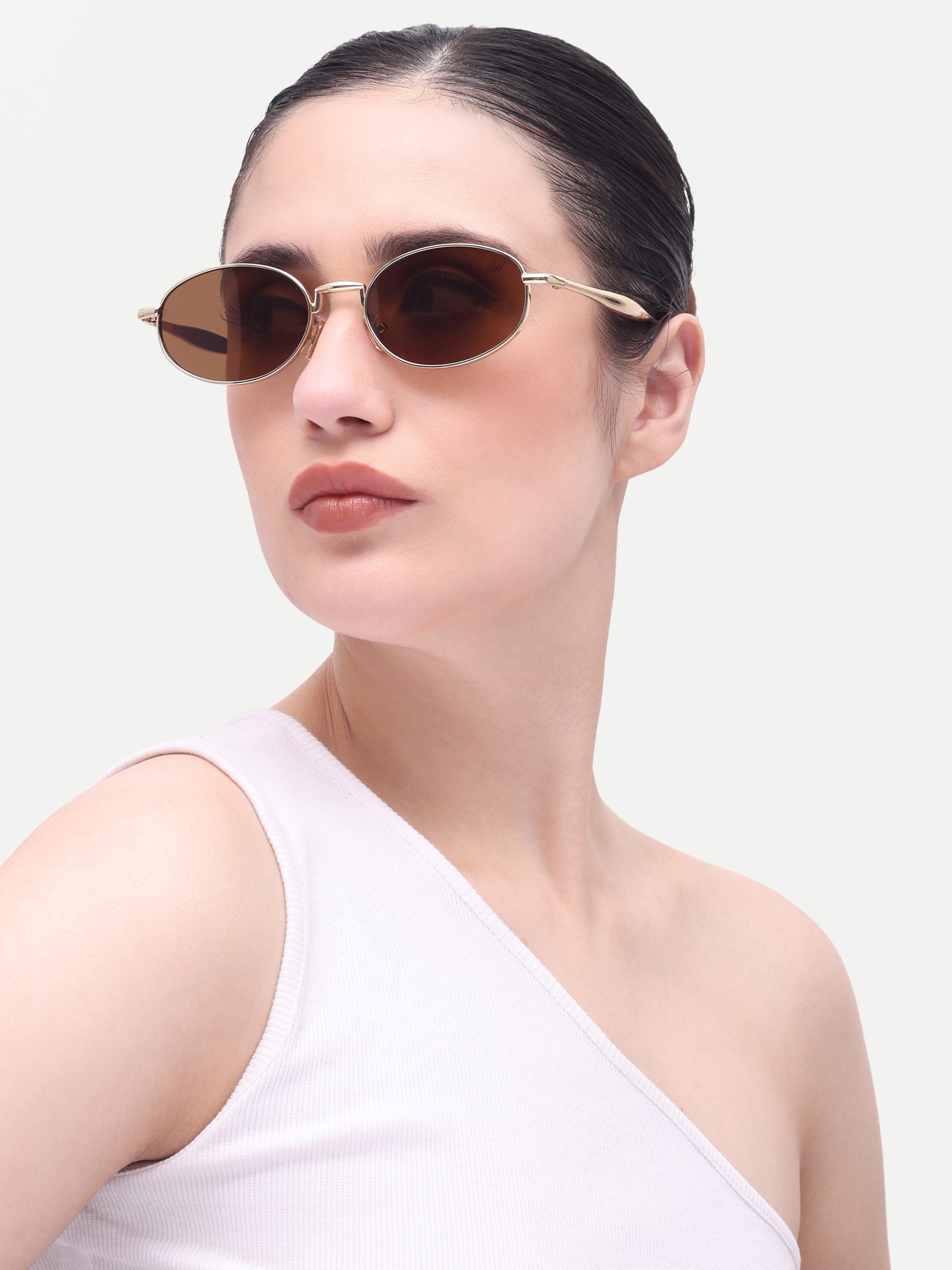 Women's Gold Brown Sunglasses