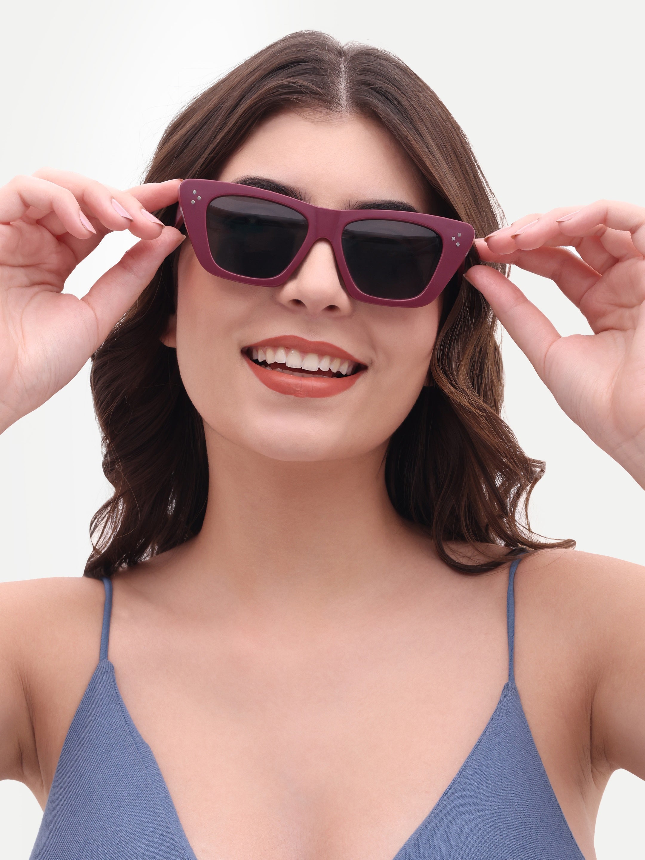 Women's UV Protected Polarized Cat Eye Red Sunglasses